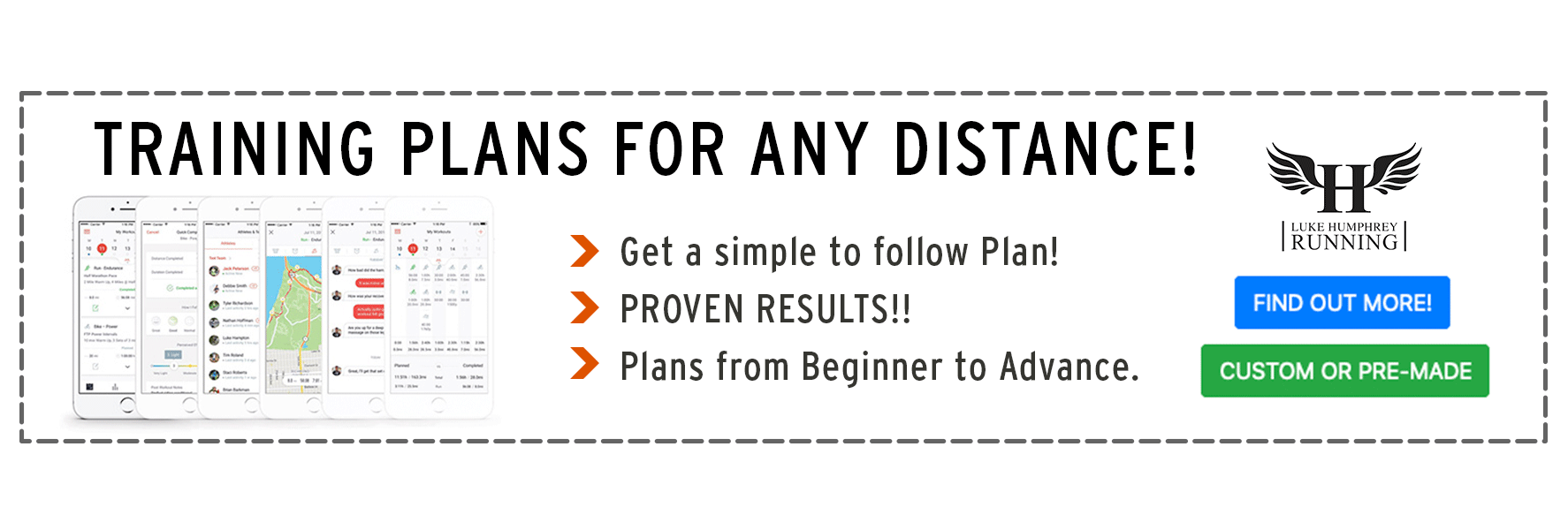 Custom or Pre-Made Training Plans for any distance!